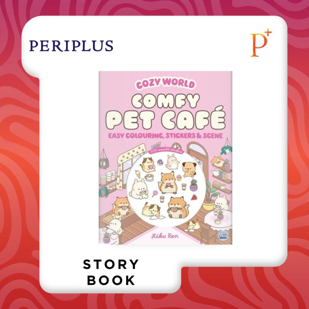 9781836161615 Cozy World Comfy Pet Café_ Easy Colouring and Sticker Scene for Teens, Young Adults and Adults